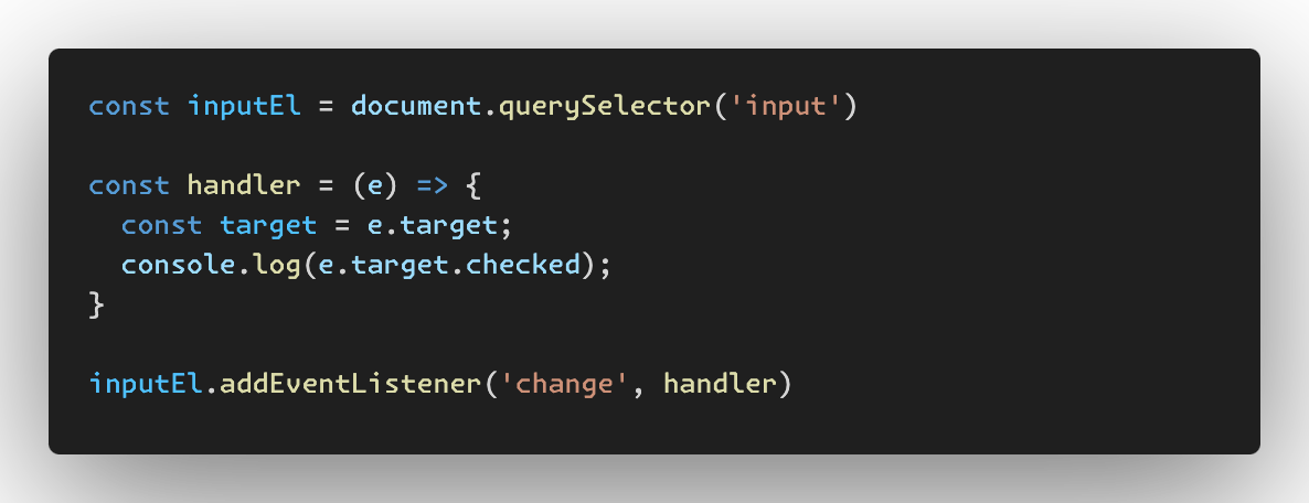 JavaScript of adding an event listener to an input